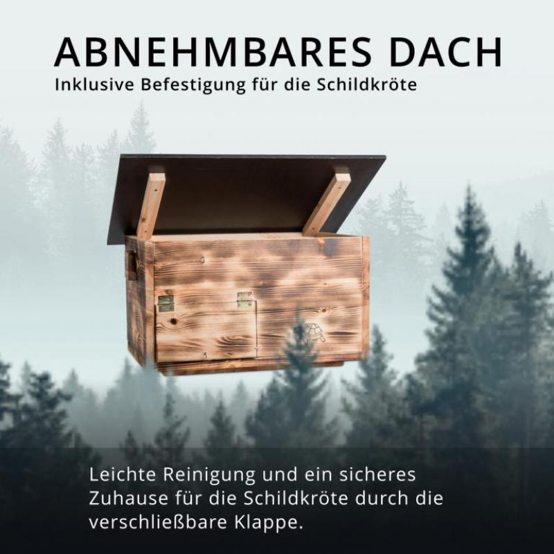 Woid Herz Premium Schildkrötenhaus (SH1) gebrannt aus 20mm starken Vollholz